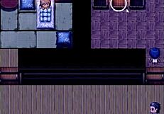 Tanned girl natsuki jerks off erected cocks in hentai game episode seven