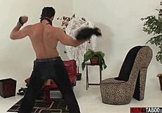 After Striptease, Stepmom Gets Fucked by Stepson's Monster Cock