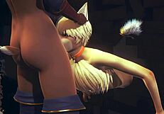 young fox sucks two futanari dicks until they cum in his mouth sissy crossdress furry yaoi hentai