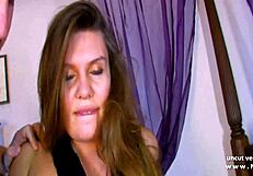 Sweet Amateur French Brunette with Shaved Pussy Banged Hard and Cum in Mouth