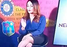spicy hot indian tv anchor in cricket show
