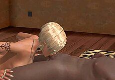 Detailed 3d blowjob scene with sucking and licking