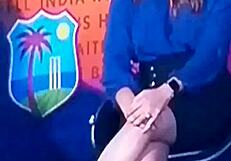 spicy hot indian tv anchor in cricket show