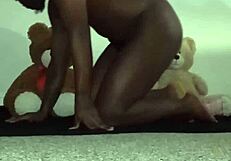 Enjoying a fun threesome with furry toy bears