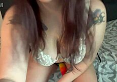 Curvy milf gives jerk off instructions while pegging the fat guy hard!