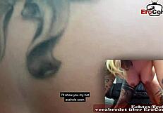 german tattooed babe fucks on webcam with big tits 😈