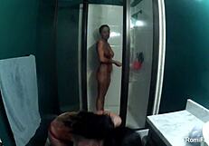 romi rain shows off big tits and ass in bts