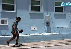 big ass latinas ride electric trikes at public beach big booty