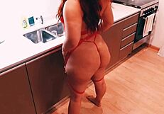 Real kitchen sex in lingerie.