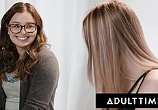 adult time - lesbian cuties leana and scarlett lick clits