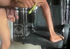 Gay man enjoys solo pleasure with banana