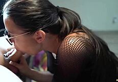 My girlfriend sucks and jerks my big cock after work