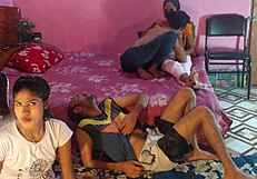 Desi young college couples in interracial gangbang sex with blowjobs, bent over banging and girlfriend action