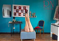 Naked Secretary In The Office Red Corset And Panties Striptease In The Office 5