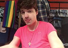 gay twink niko springs strip teases and shows off his big cock