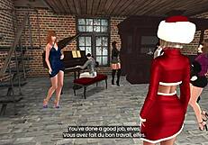 La jeune épouse du père noël baise avec les elfes