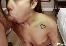 Asian Hottie TEASES and SUCKS OFF Big Cock