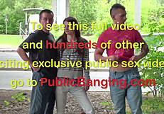 skinny petite 18+ y girl fucked hard by 2 guys with big dicks in public