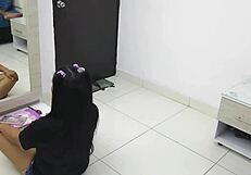 Skinny latina brunette gets bent over blowjob and cum from monster cock