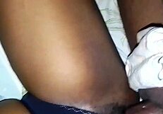 pant pulled aside for curvy ebony dorm action