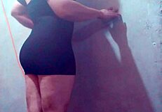 Stunning Latina shemale escort shows off hot body for wild sex