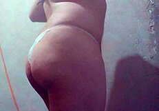 Stunning Latina shemale escort shows off hot body for wild sex