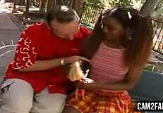 A black teen engages in outdoor hardcore fucking