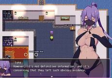 Japanese anime hentai features big tits in cuckold game with old man