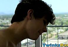 Two slim gay twinks swap blowjobs and pound each other in a bareback frenzy.