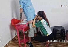 Crossdressing students hook up in classroom for outdoor reality fun