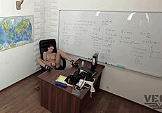 Beautiful Girl Masturbates And Gets Fucked With Big Cock In Classroom