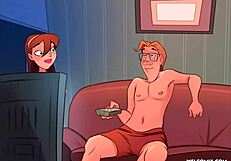 Forbidden movie in the living room - the naughty home animation