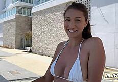 Curly mature babe chats and fucks nerd