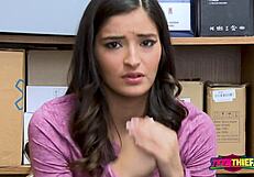 Officer Sticks Big Cock in Emily's Petite Pussy at Work