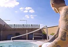 Ever caught Caroline Ardolino sunbathing in bikini while getting licked on the terrace?