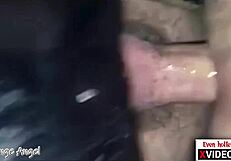 Hot closeup of double creampie at gloryhole, bareback anal sex between twinks