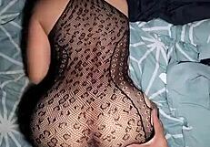 The brunette I hired yesterday has a beautiful ass in lingerie