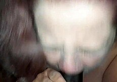 Blonde neighbor Danni eagerly sucks on my big black cock with intense passion