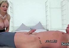 unfaithful english milf lady sonia reveals massive tits in lingerie!