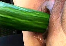 Asian mature wife masturbates outside with sensual foot play