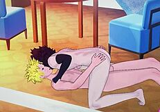 Naruto and Sasuke engage in hentai sex with blowjob, handjob, anal assfucking, and cumshot