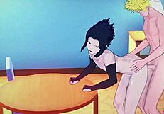 Naruto and Sasuke engage in hentai sex with blowjob, handjob, anal assfucking, and cumshot