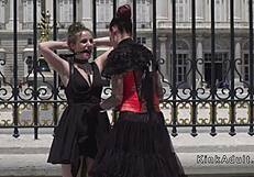 Spanish slave and mistress engage in public domination activities