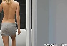 Stunning solo teen beauty plays with her tight wet pussy