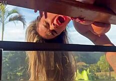 Married woman moans passionately while fucking the muscular housekeeper