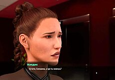 Boss's bra wearing scene in a cartoon adult video game