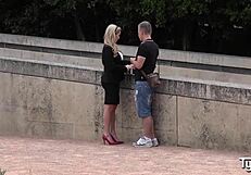 hot blonde georgie lyall drinks whiskey and gets fucked hard in a group cumshot?