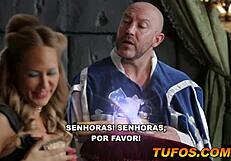 Two hot maidens blow the servant in Cinderella parody part 4