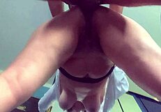 mature amateur squirts in standing doggystyle position