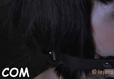 Hey, watch this restrained girl suffer under hard toy action